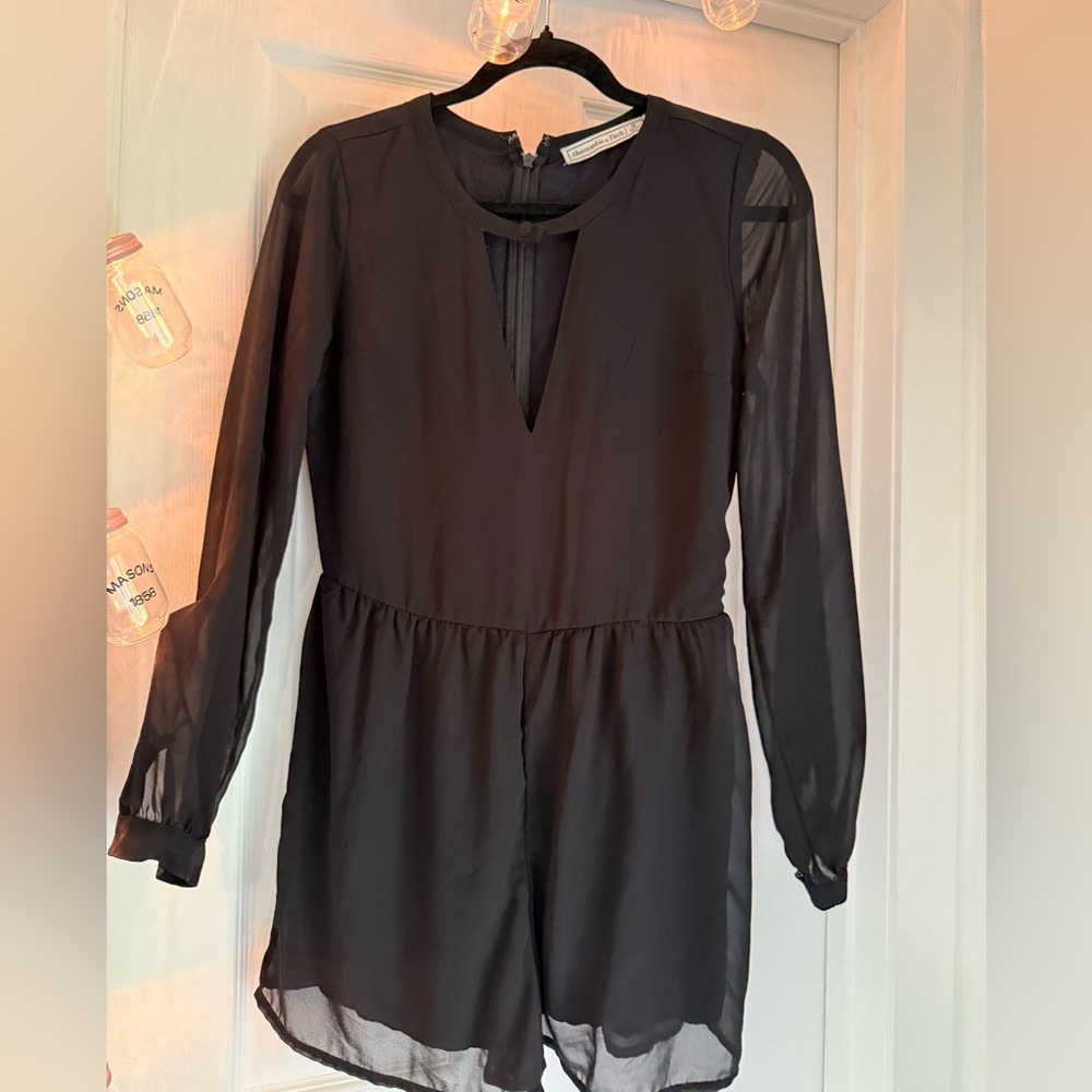 Abercrombie & Fitch Black Long Sleeve Romper
